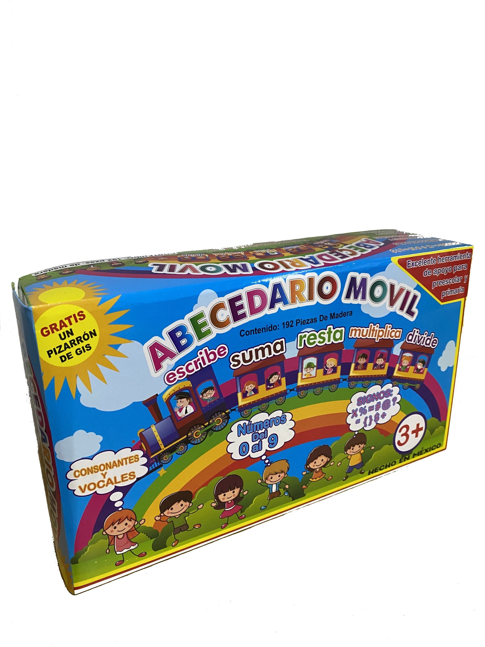 CAJA ABECEDARIO MOVIL MADERA CON 192 PIEZAS, INCLUYE SIGNOS, NÚMEROS 0-9, LETRAS MINUSCULAS Y MAYUSCULAS