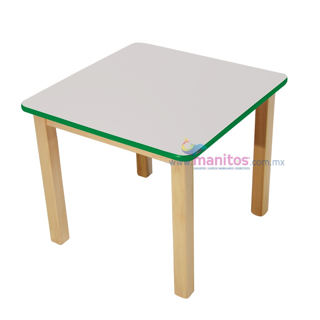 MESA CUADRADA BLANCA/F, VERDE