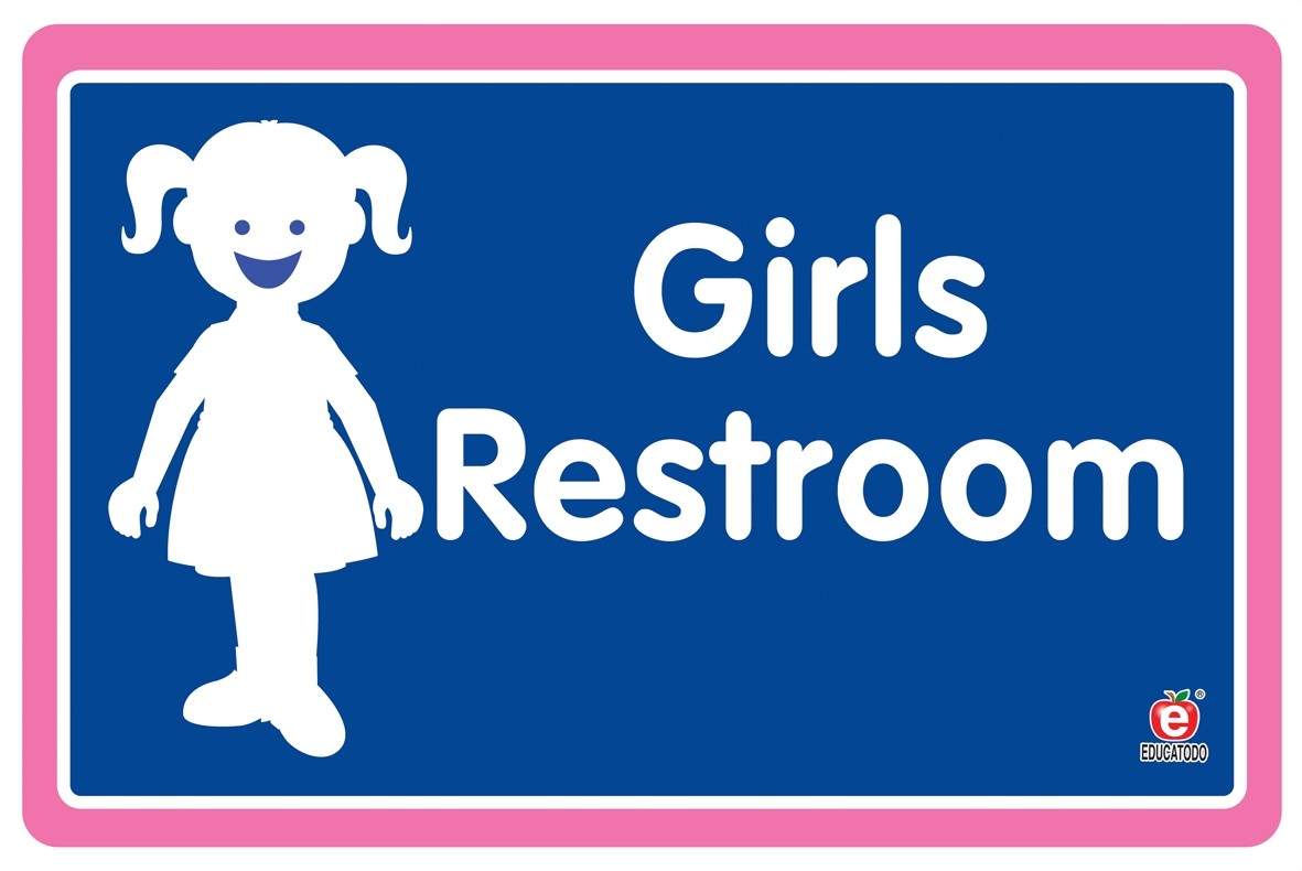 SEÑAL GIRLS RESTROOM 30 X 20 CM APROX. CAL.20