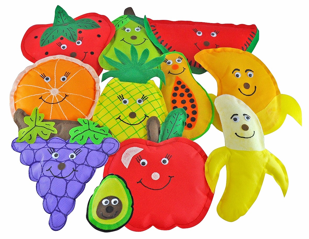 CARIFRUTAS DE TELA CON 11 PIEZAS EN BOLSA DE VINIL