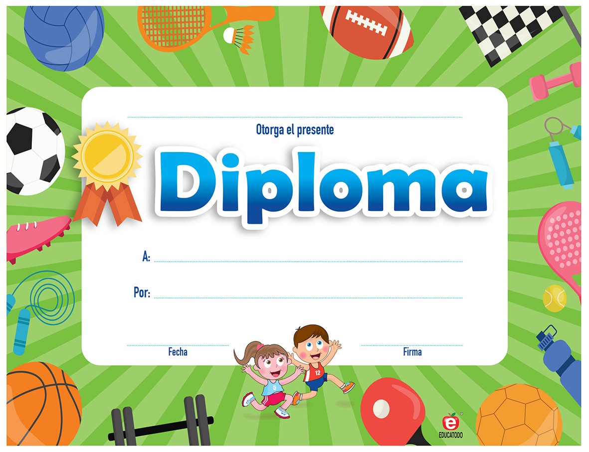DIPLOMA DEPORTIVO PAQUETE CON 35 PIEZAS