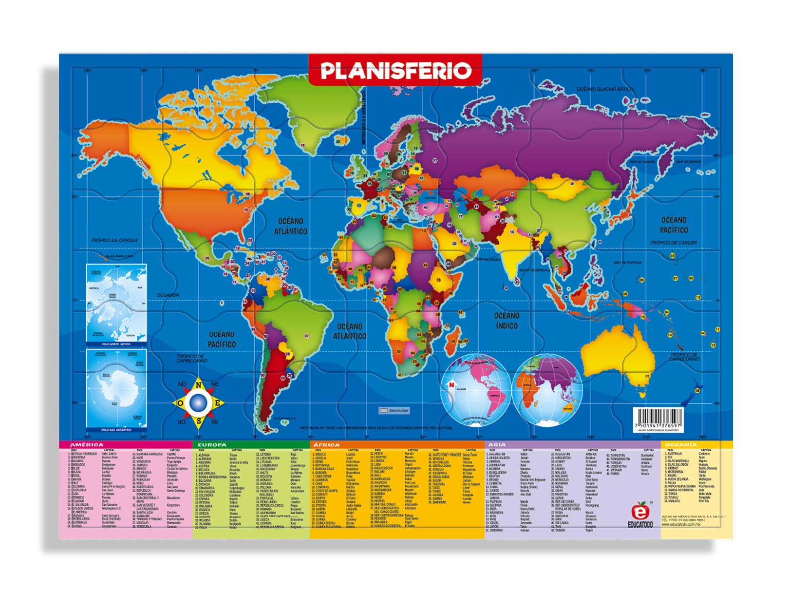 ROMPECABEZAS PLANISFERIO 42 PIEZAS