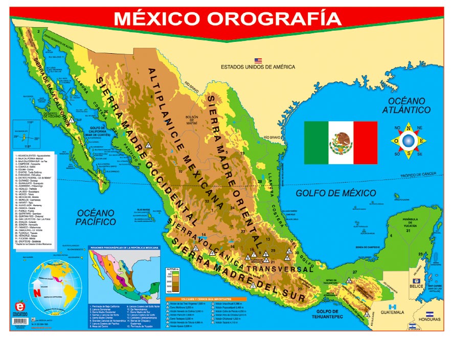POSTER MEXICO OROGRAFIA