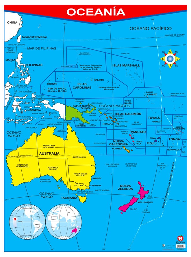 POSTER OCEANIA / OCEANIA FISICA C/B