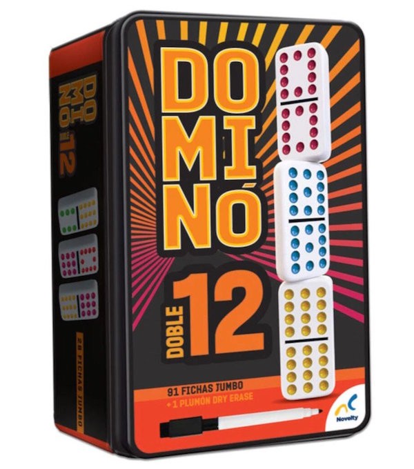 DOMINÓ DOBLE 12, 91 FICHAS PASTA, CAJA METÁLICA