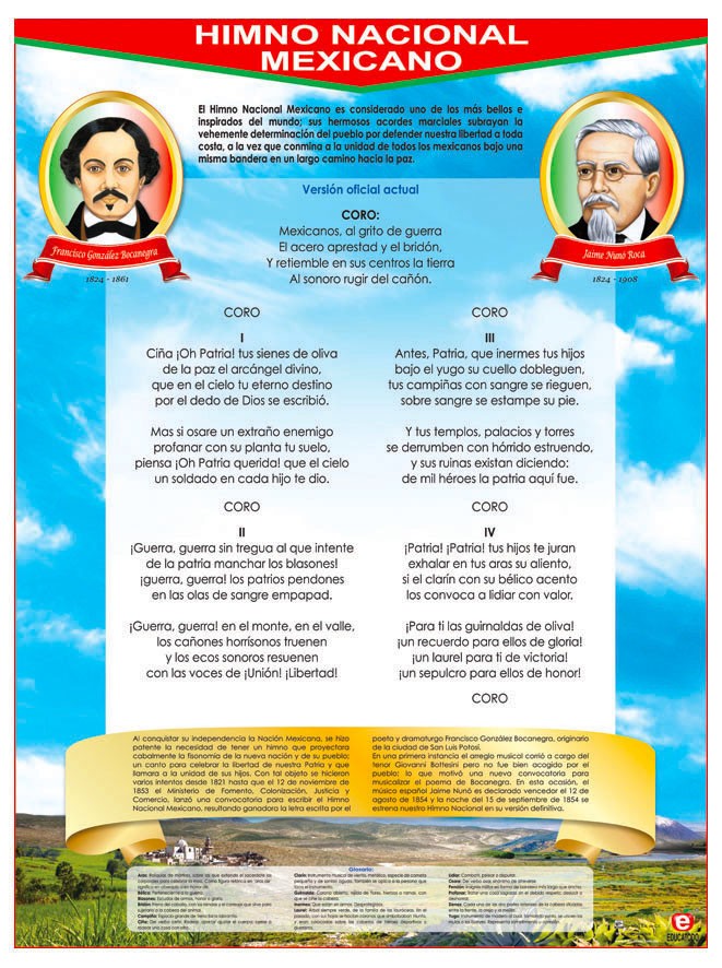 POSTER HIMNO NACIONAL MEXICANO / SIMBOLOS PATRIOS