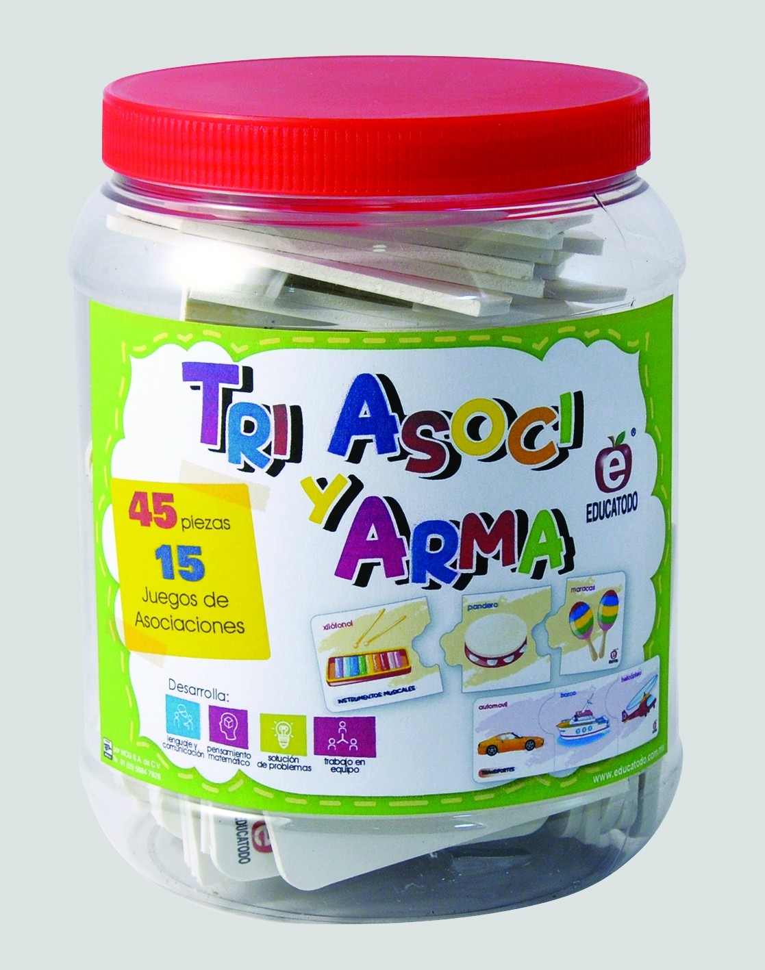 TRIASOCIA Y ARMA 45 PIEZAS DE 22.5 X 7.5 CM