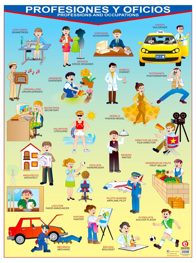 POSTER PROFESIONES Y OFICIOS AZUL