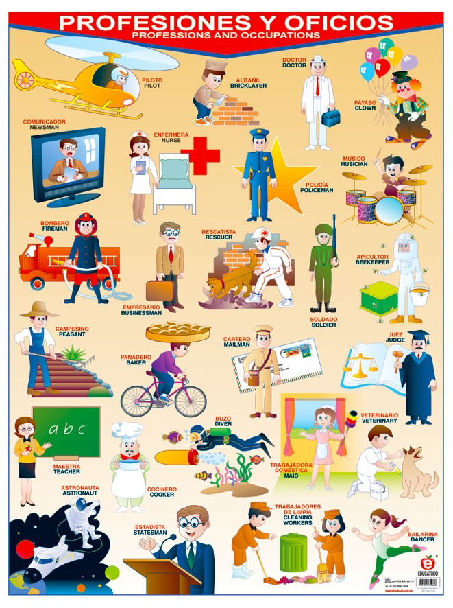 POSTER PROFESIONES Y OFICIOS ROJA
