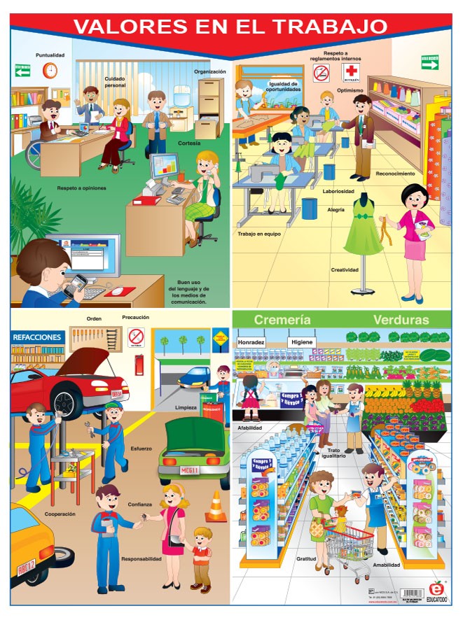 POSTER VALORES EN EL TRABAJO C/B
