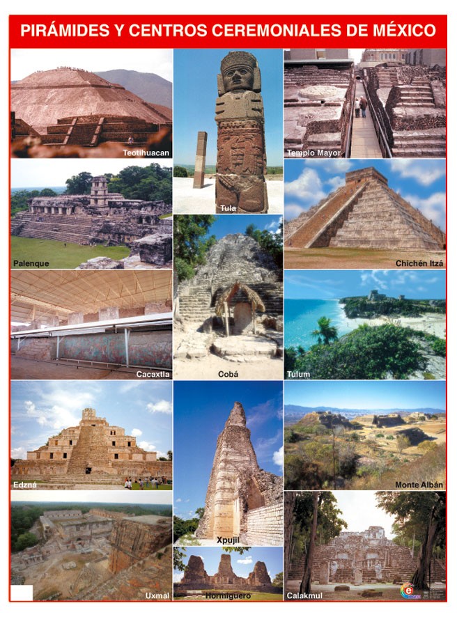POSTER PIRAMIDES Y CENTROS CEREMONIALES DE MEXICO