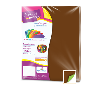PAPEL BICOLOR ORIGAMI VERDE PASTO CAFE